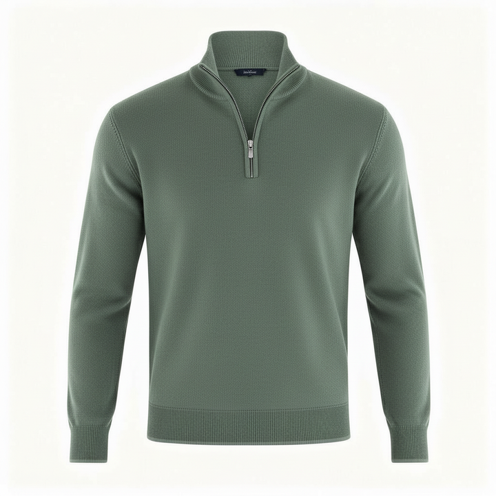 Pull homme | Pull en maille à col V et fermeture éclair sur le devant 9
