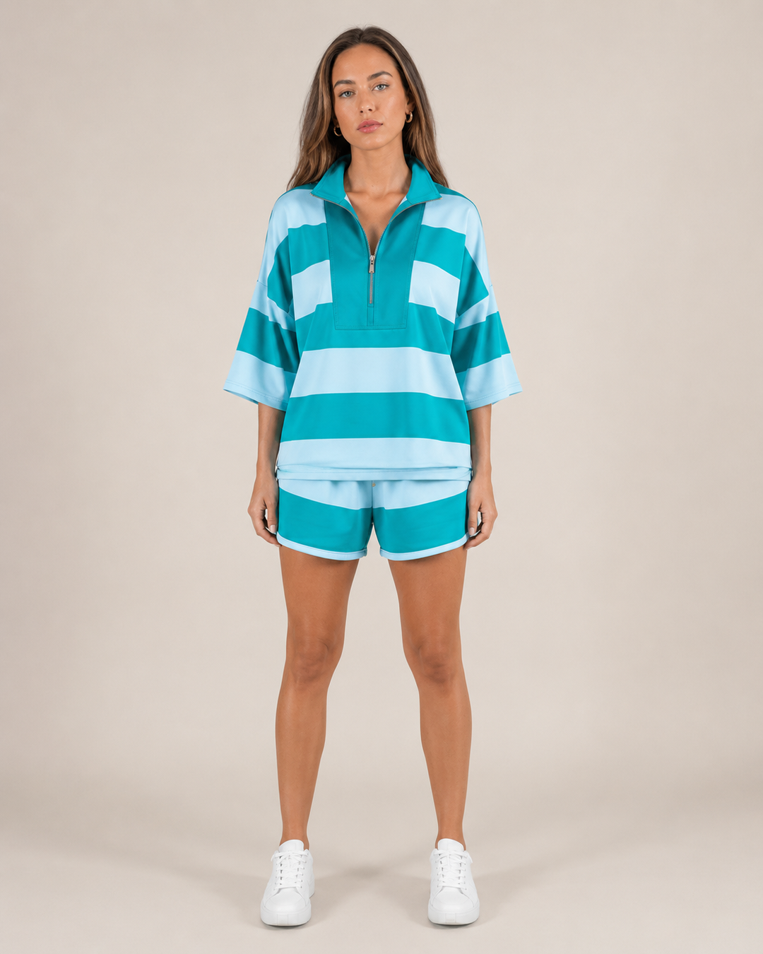 Pull raye femme a quart de zip - Doux et decontracte 0
