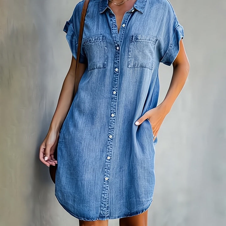 Robe-chemise femme | Patte de boutonnage, col boutonné, longueur mini 0