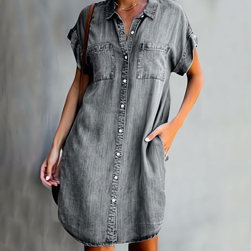 Robe-chemise femme | Patte de boutonnage, col boutonné, longueur mini 1