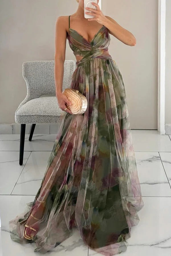Robe Longue À Motif Floral Avec Bretelles Réglables Pour Femmes | Idéal Pour Été Et Occasions Spéciales 1