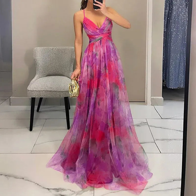 Robe Longue À Motif Floral Avec Bretelles Réglables Pour Femmes | Idéal Pour Été Et Occasions Spéciales 3