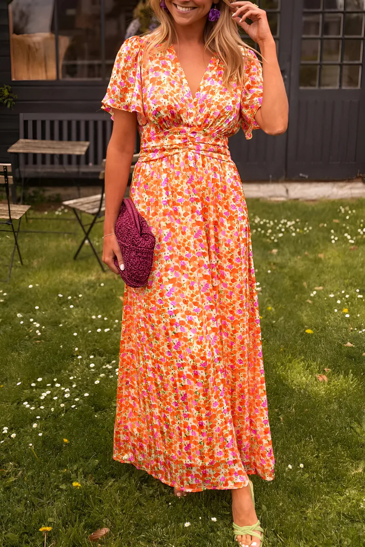 Robe Longue Femme | Imprimé Fleuri Coloré | Taille Marquée & Coupe Fluide Été 0