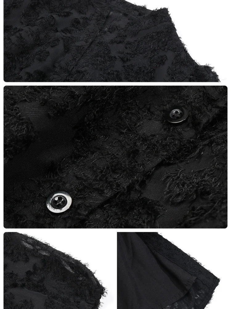 Robe courte femme manches longues col montant taille côtelée