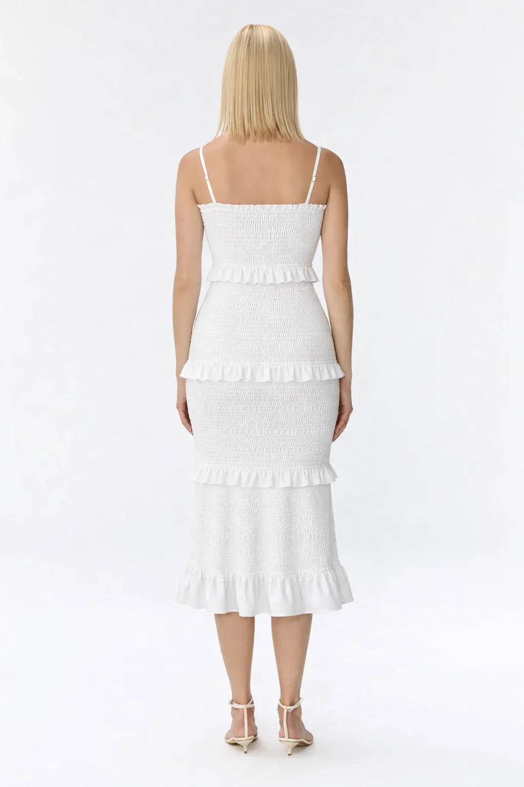 Robe de maternité pour baby shower - Robe midi cintrée à smocks 1