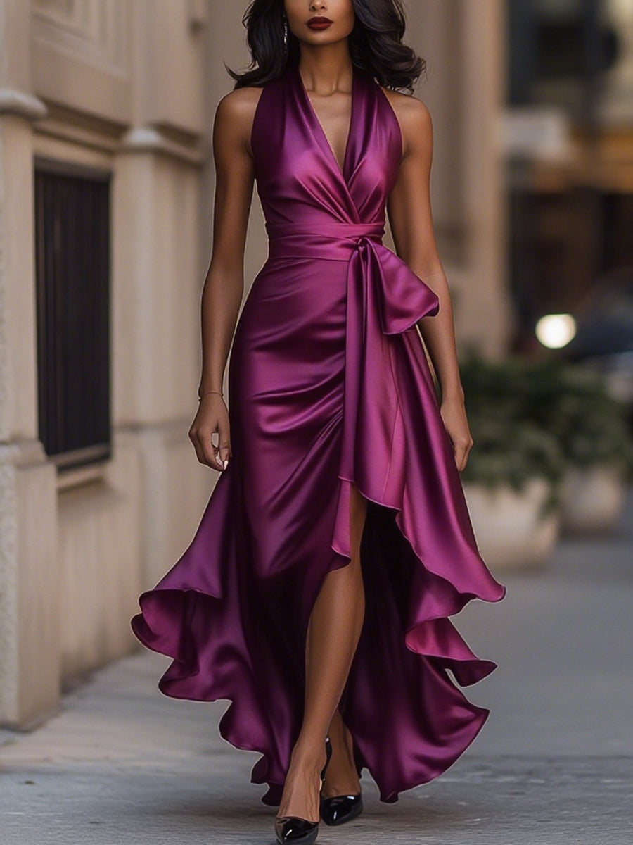 Robe de soirée femme | Robe portefeuille maxi élégante