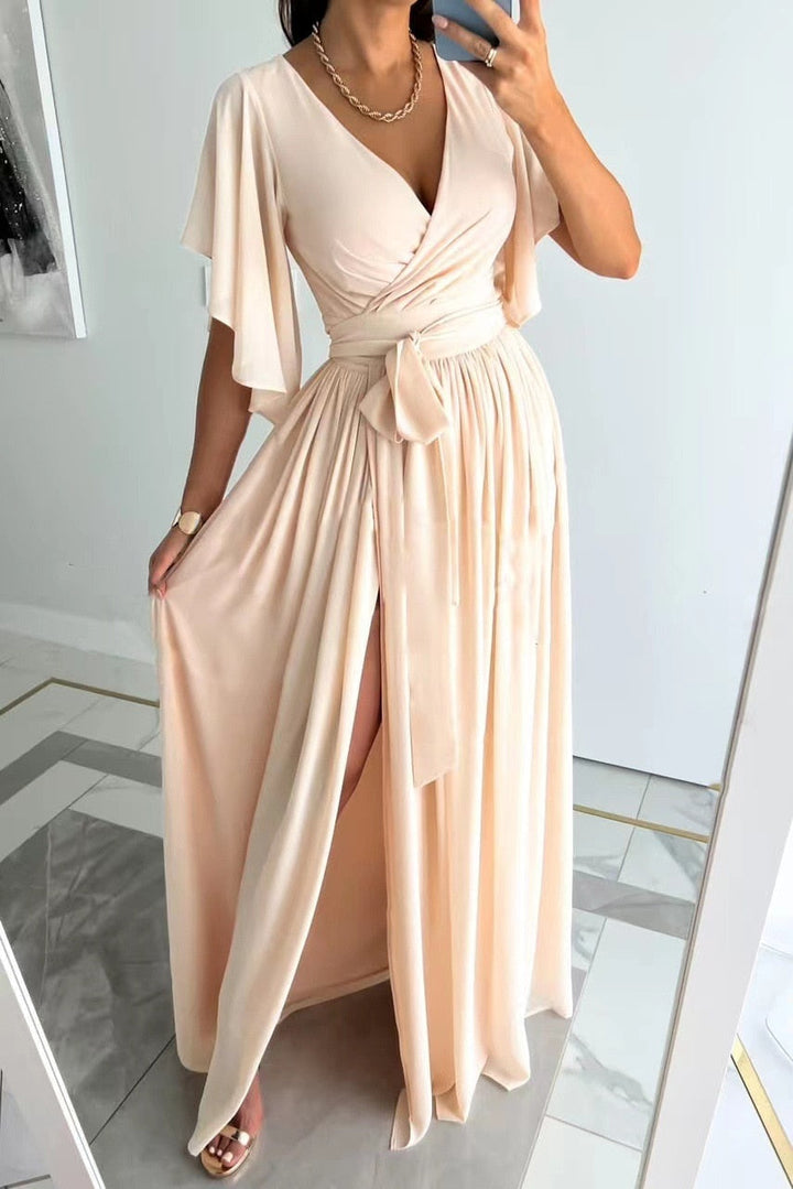 Robe femme | Encolure croisée avec fente latérale et longueur maxi 1