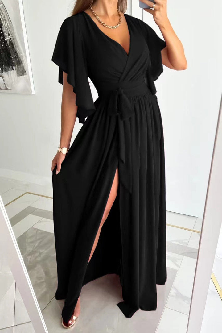 Robe femme | Encolure croisée avec fente latérale et longueur maxi 2