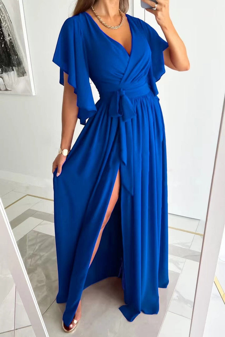 Robe femme | Encolure croisée avec fente latérale et longueur maxi 3