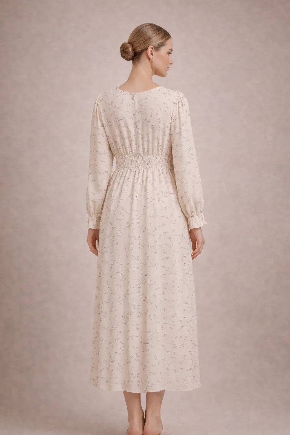 Robe longue de maternité – Robe de grossesse fleurie à manches longues, taille empire 1