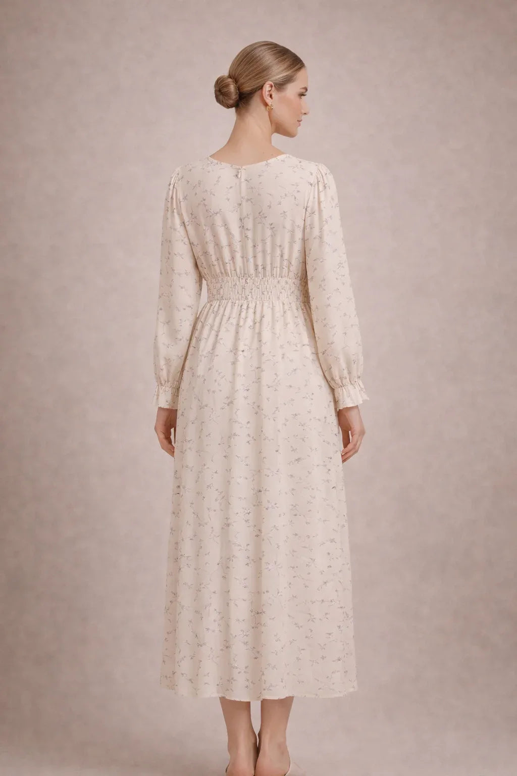 Robe longue de maternité – Robe de grossesse fleurie à manches longues, taille empire 1
