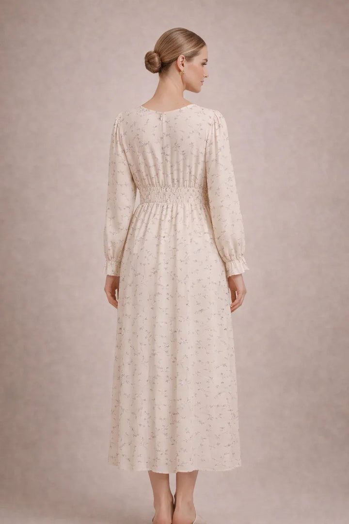 Robe longue de maternité – Robe de grossesse fleurie à manches longues, taille empire 1