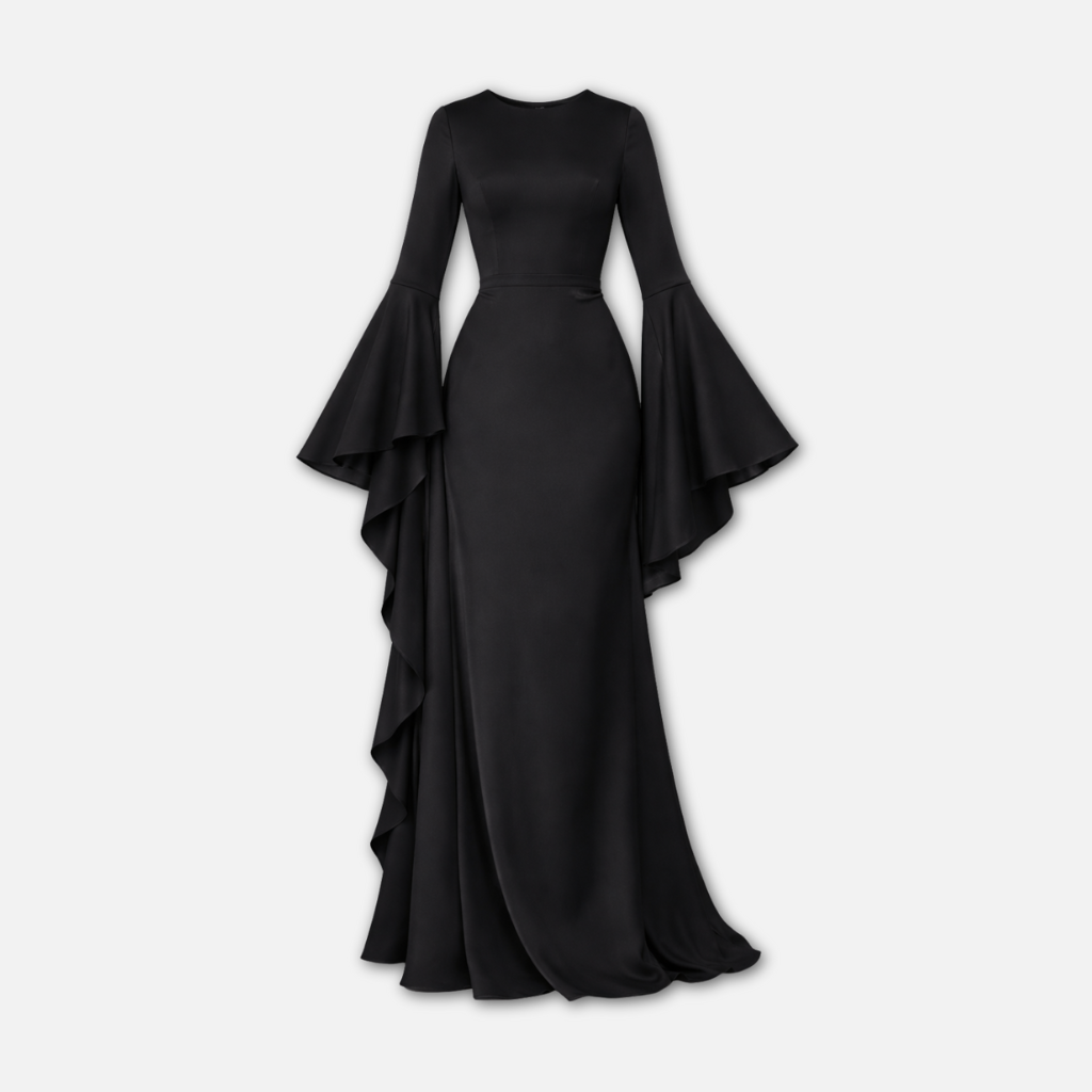 Robe longue drapée à manches longues pour femme 9