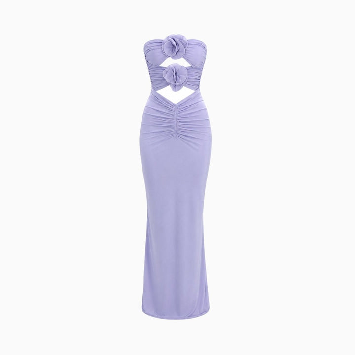 Robe longue lilas à découpes florales pour femme | Occasion formelle 3