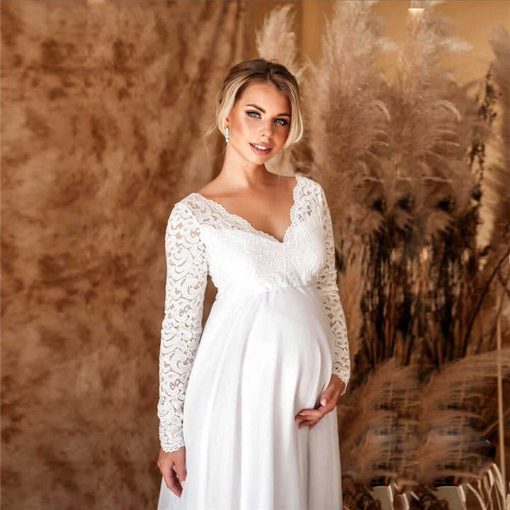 Robe longue pour femme | Robe de maternité trapèze à col en V 3