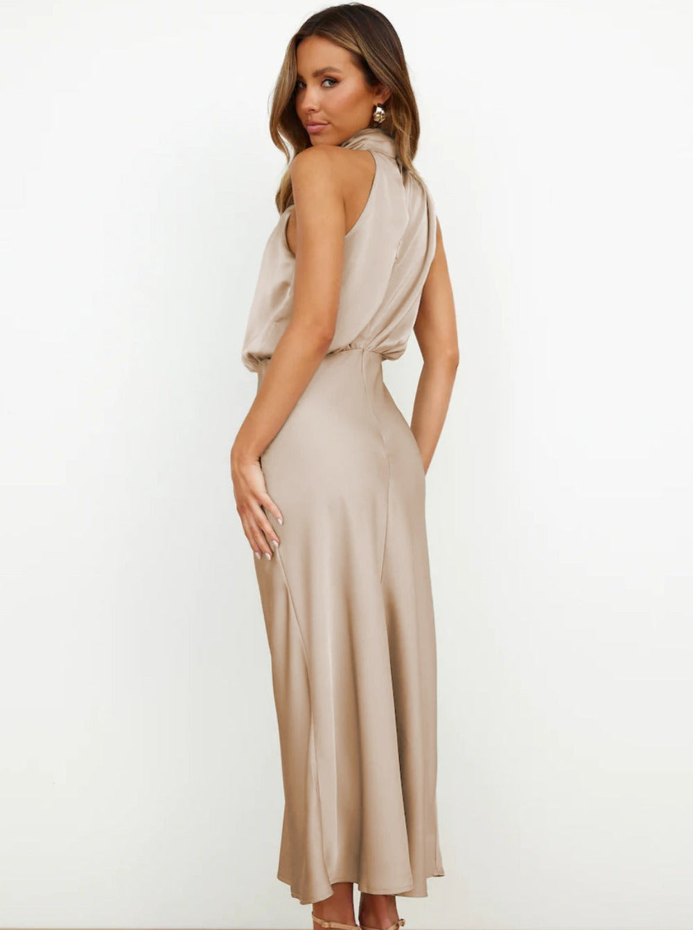 Robe longue pour femme | Style dos nu avec corsage froncé 6