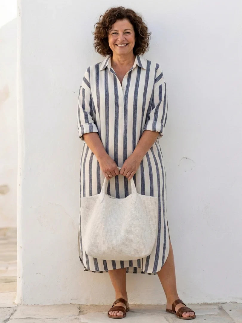 Robe maxi femme | Coupe décontractée avec col et boutons 3