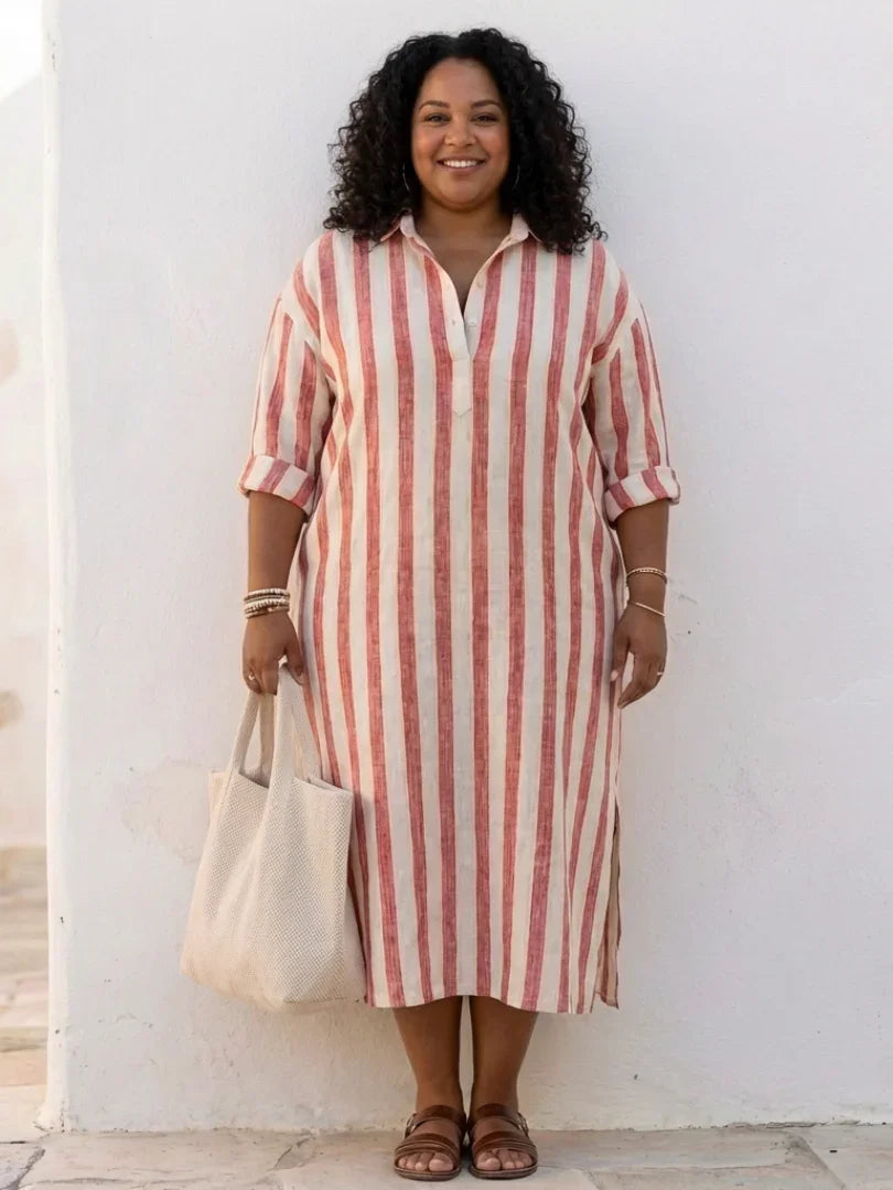 Robe maxi femme | Coupe décontractée avec col et boutons 4