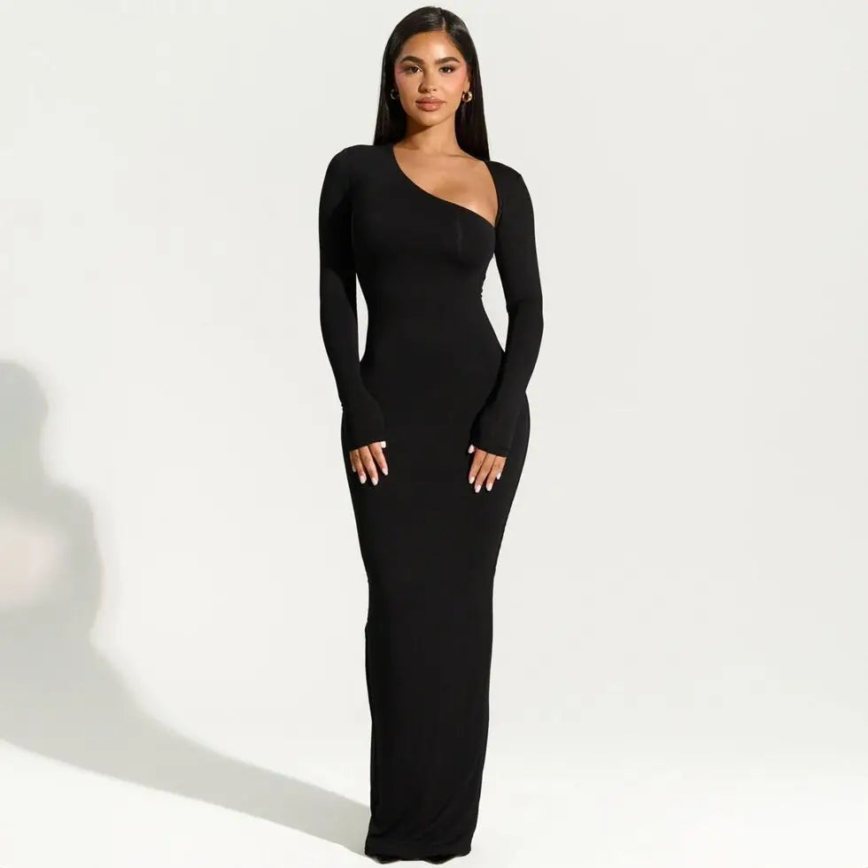 Robe maxi pour femme | Asymétrique sans manches à une épaule