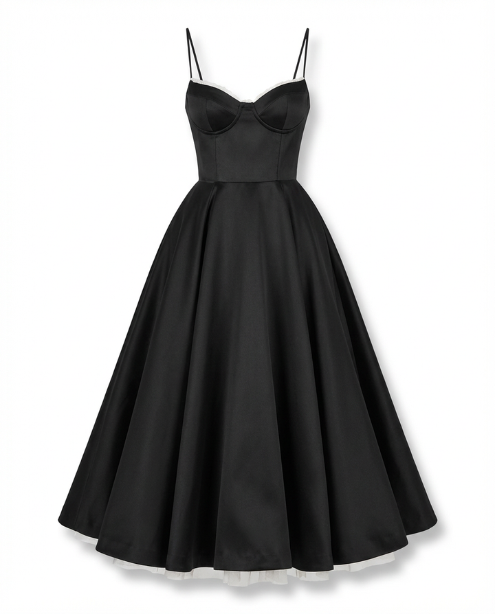Robe midi à bretelles | Ligne élégante | Coupe fluide pour le soir 0