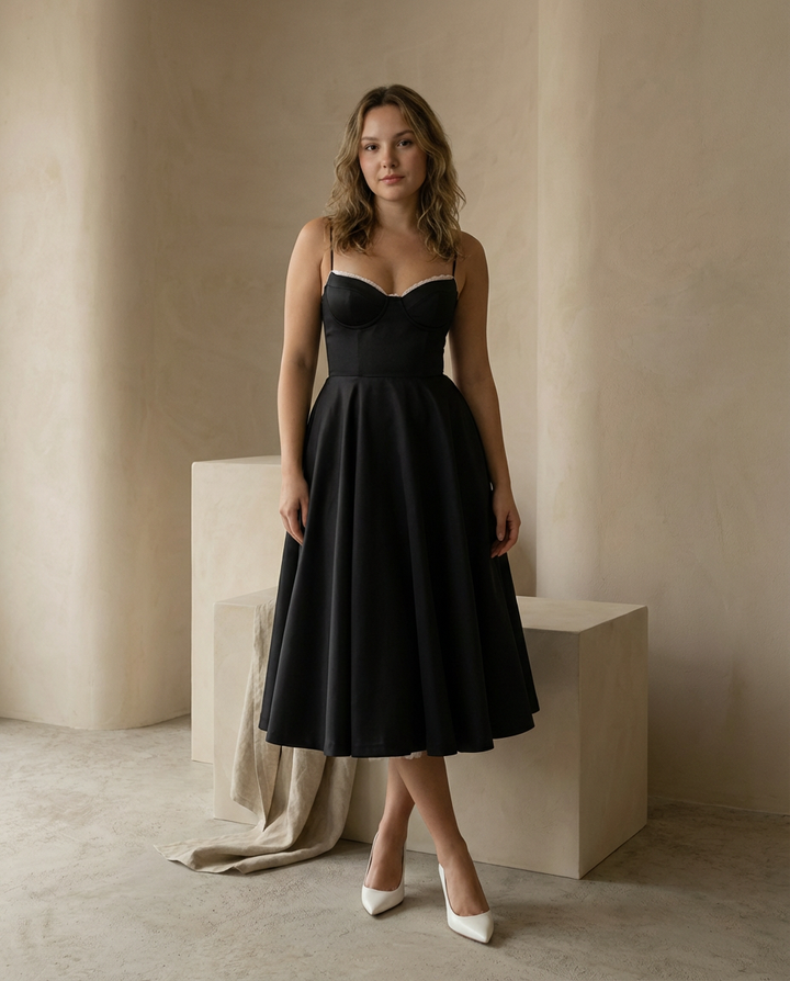 Robe midi à bretelles | Ligne élégante | Coupe fluide pour le soir 3