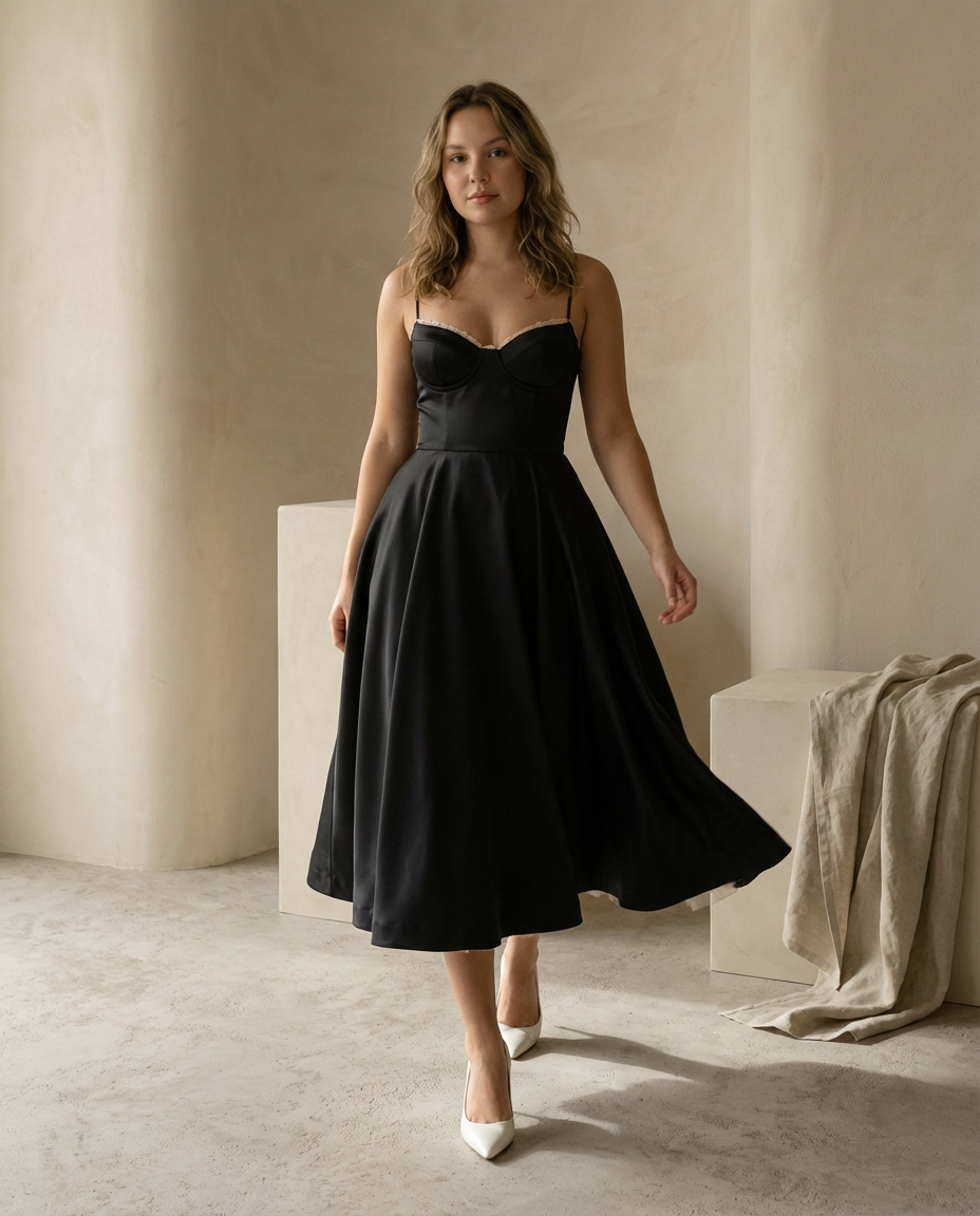 Robe midi à bretelles | Ligne élégante | Coupe fluide pour le soir 4