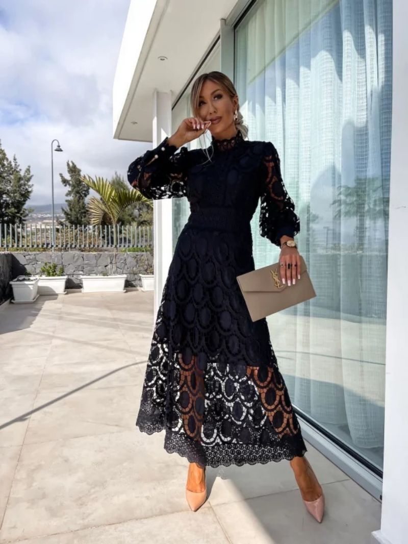 Robe midi en dentelle Harmonie Céleste de Luna 5