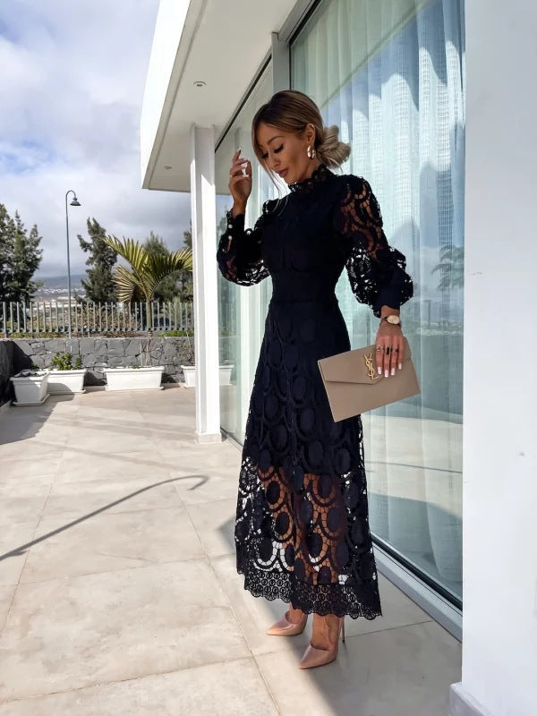 Robe midi en dentelle Harmonie Céleste de Luna 6