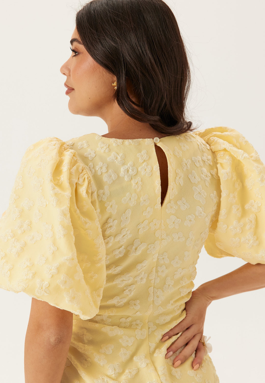 Robe midi jacquard à manches bouffantes 3