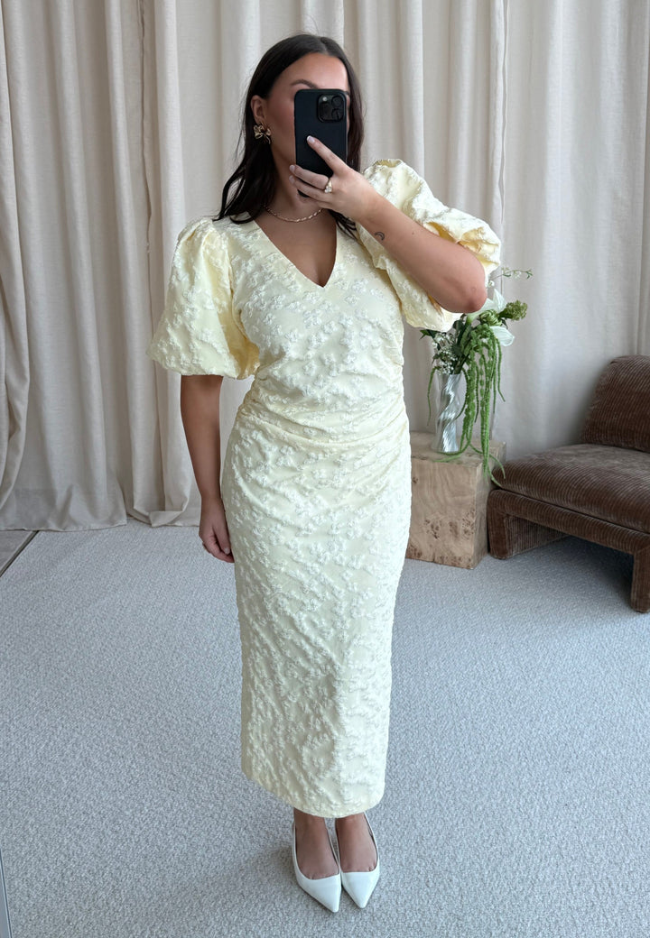 Robe midi jacquard à manches bouffantes 7