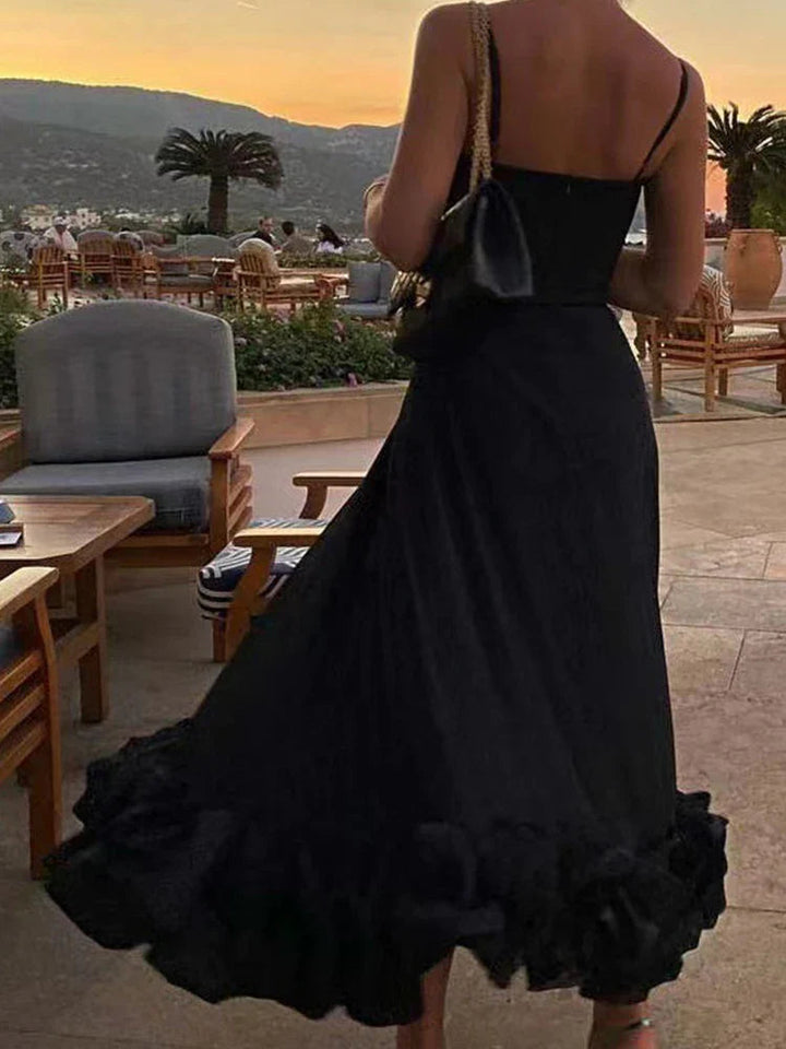 Robe midi pour femme avec bretelles et volants 3