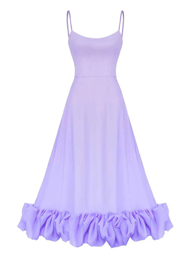 Robe midi pour femme avec bretelles et volants 4