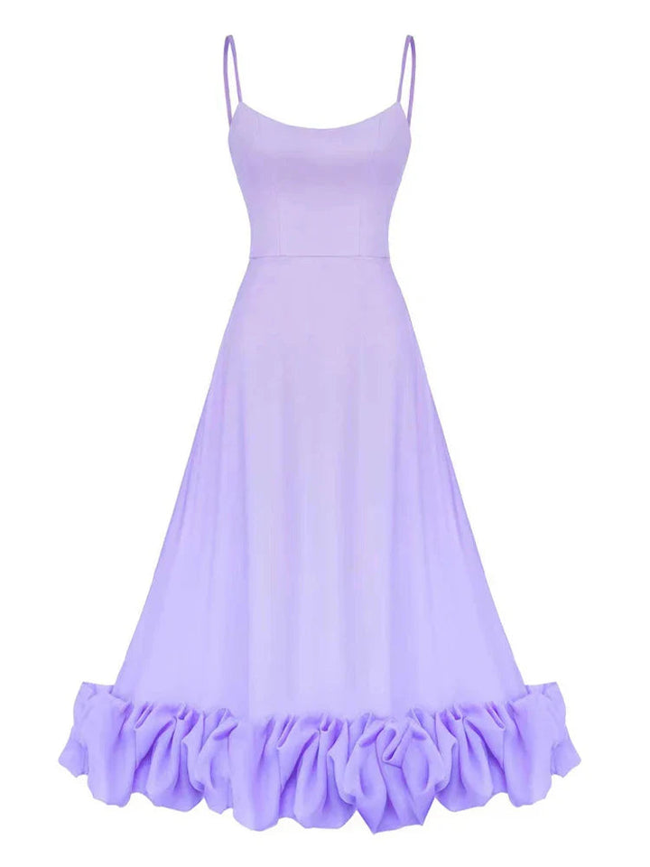 Robe midi pour femme avec bretelles et volants 4