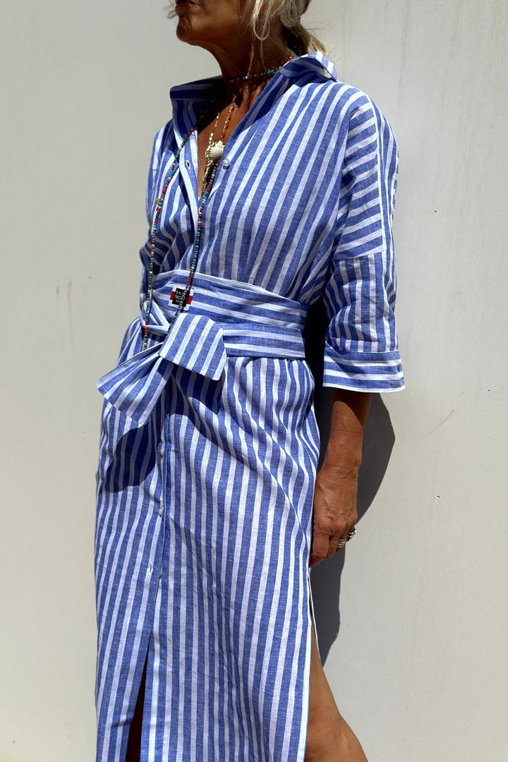 Robe rayee femme avec ceinture a nouer - Chic et decontractee 1