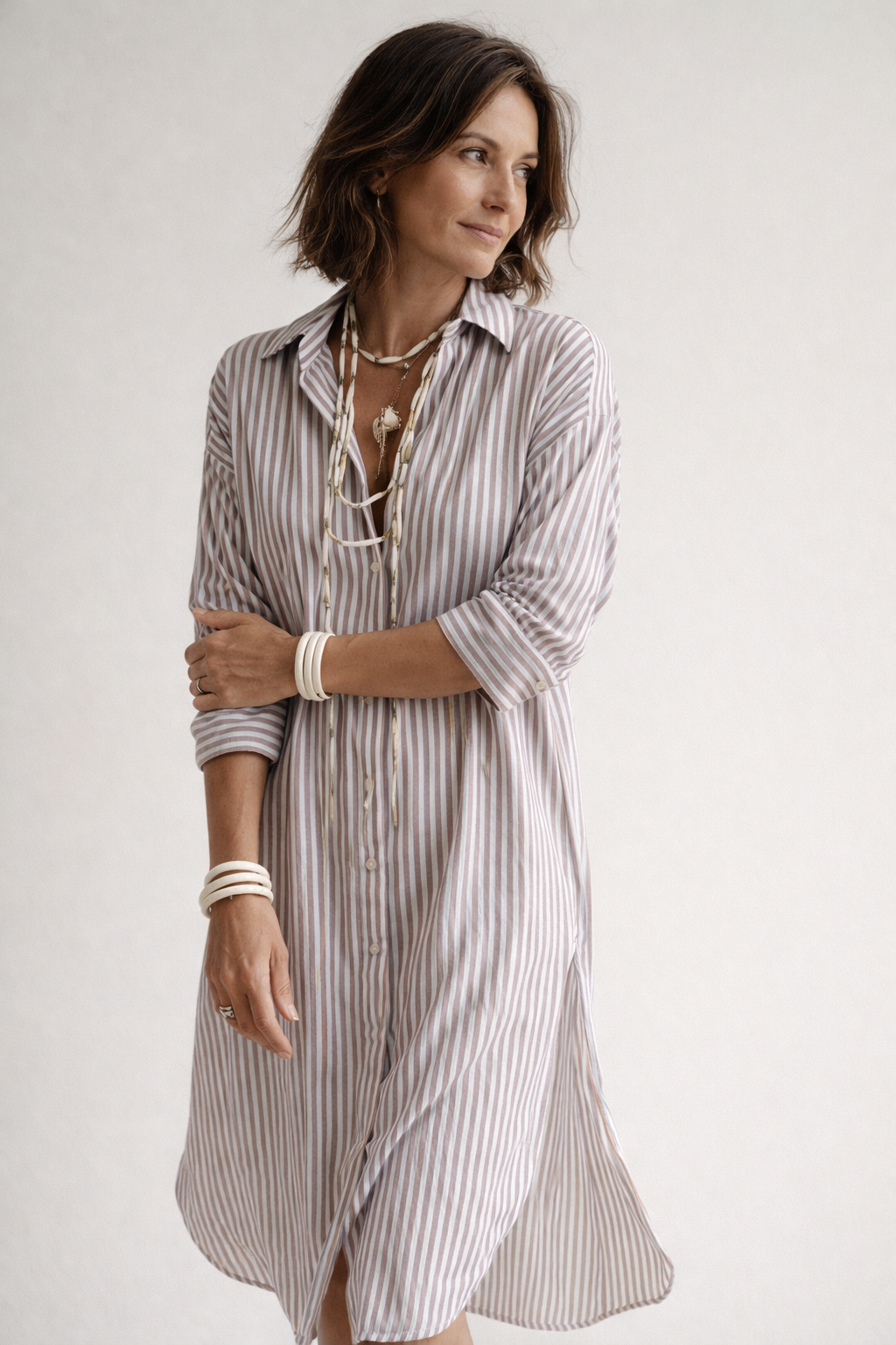 Robe rayee femme avec ceinture a nouer - Chic et decontractee 3