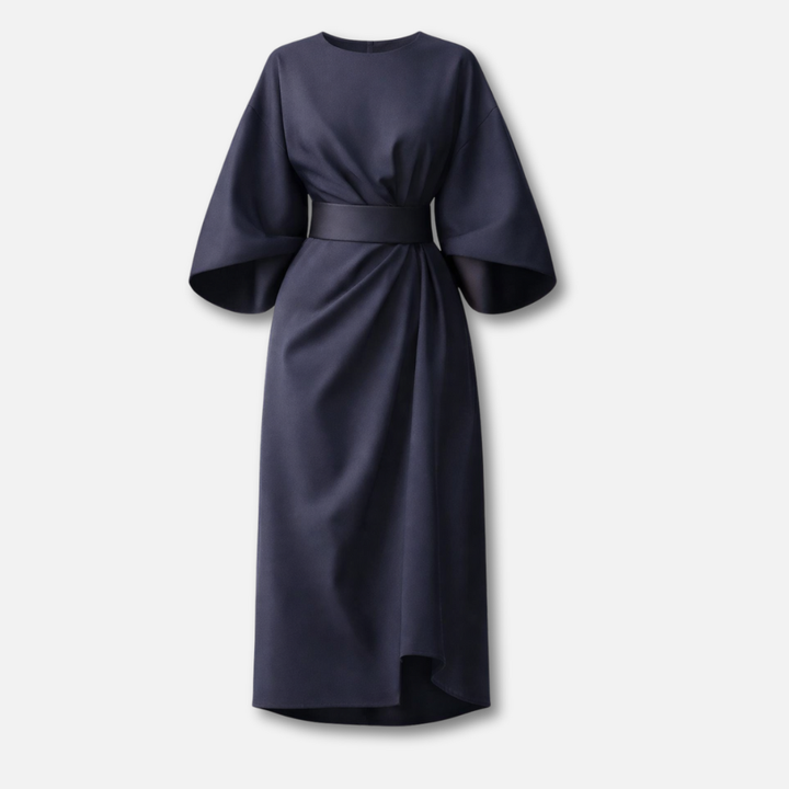 Robe spectaculaire à manches lanternes avec ceinture à la taille pour femme 0