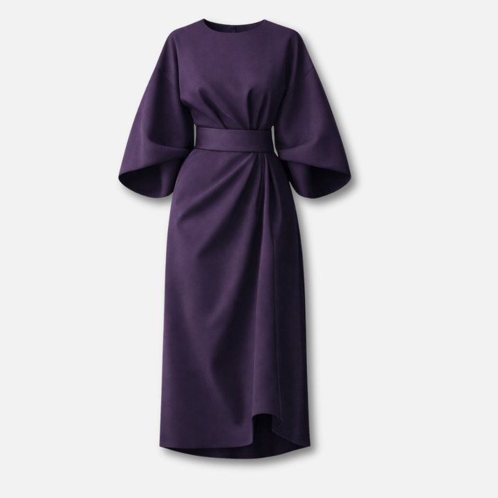 Robe spectaculaire à manches lanternes avec ceinture à la taille pour femme 10
