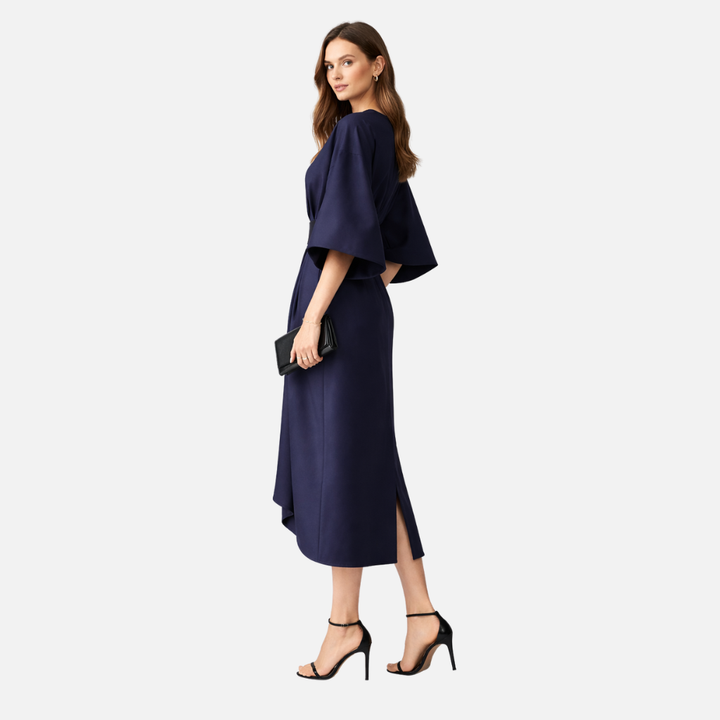 Robe spectaculaire à manches lanternes avec ceinture à la taille pour femme 2