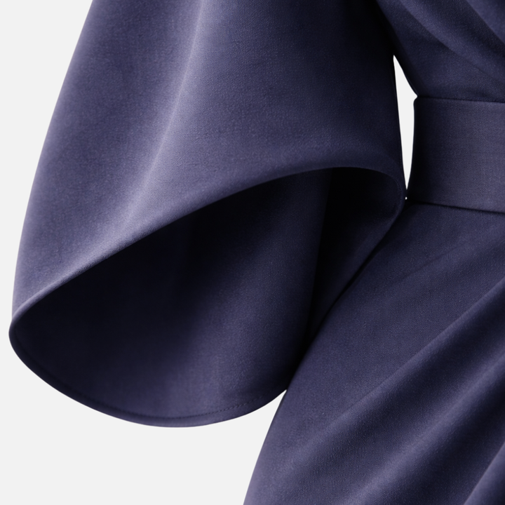 Robe spectaculaire à manches lanternes avec ceinture à la taille pour femme 4