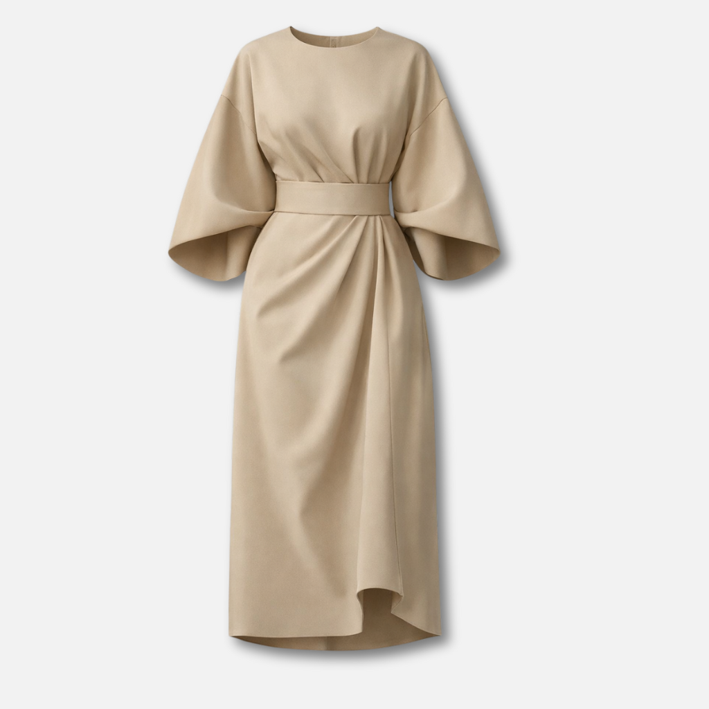 Robe spectaculaire à manches lanternes avec ceinture à la taille pour femme 7