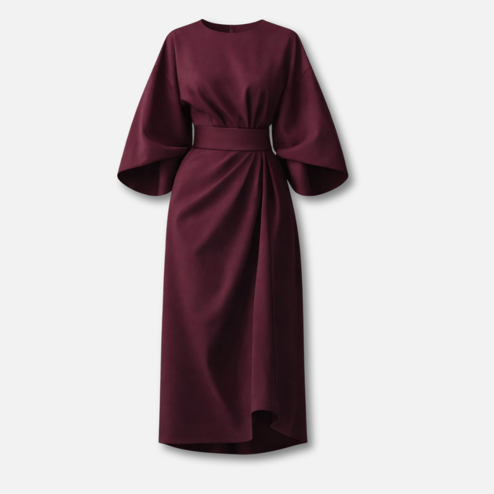 Robe spectaculaire à manches lanternes avec ceinture à la taille pour femme 8