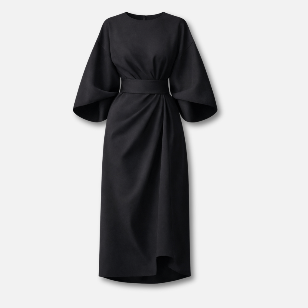 Robe spectaculaire à manches lanternes avec ceinture à la taille pour femme 9