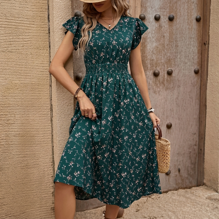 Robe trapèze à imprimé floral 1