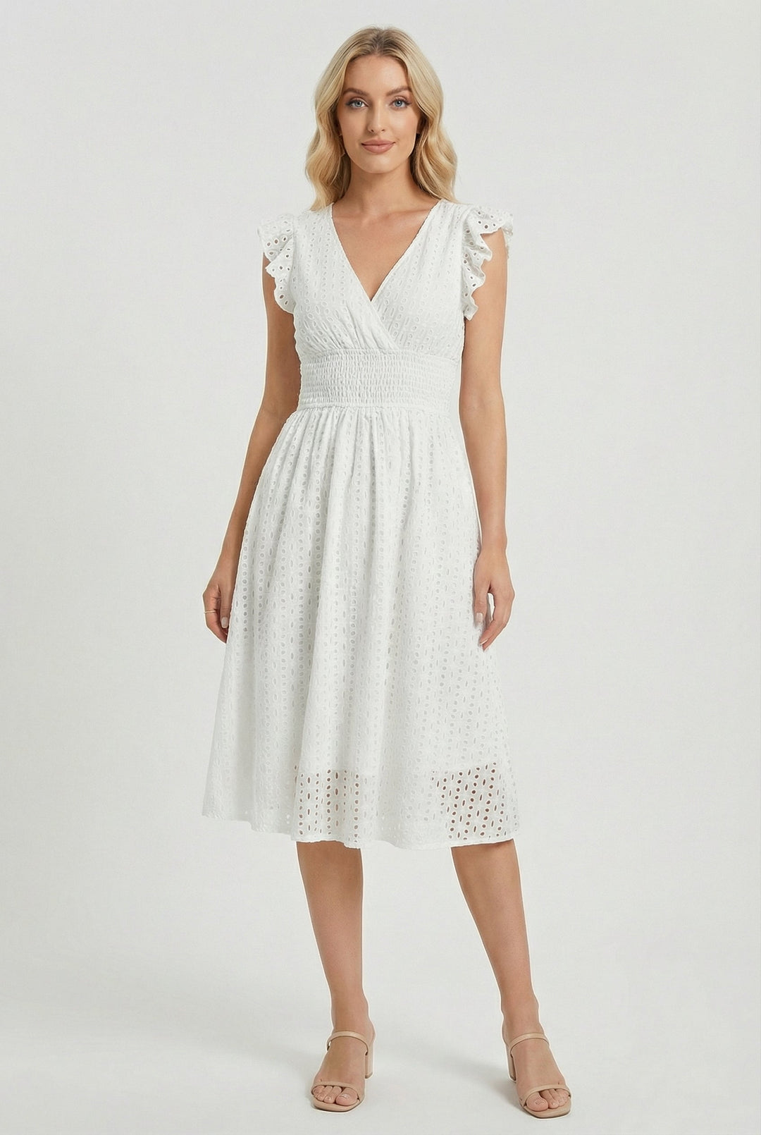 Robe trapèze pour femme | Taille froncée et manches courtes 0