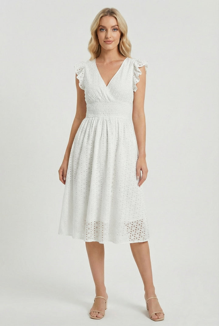 Robe trapèze pour femme | Taille froncée et manches courtes 0
