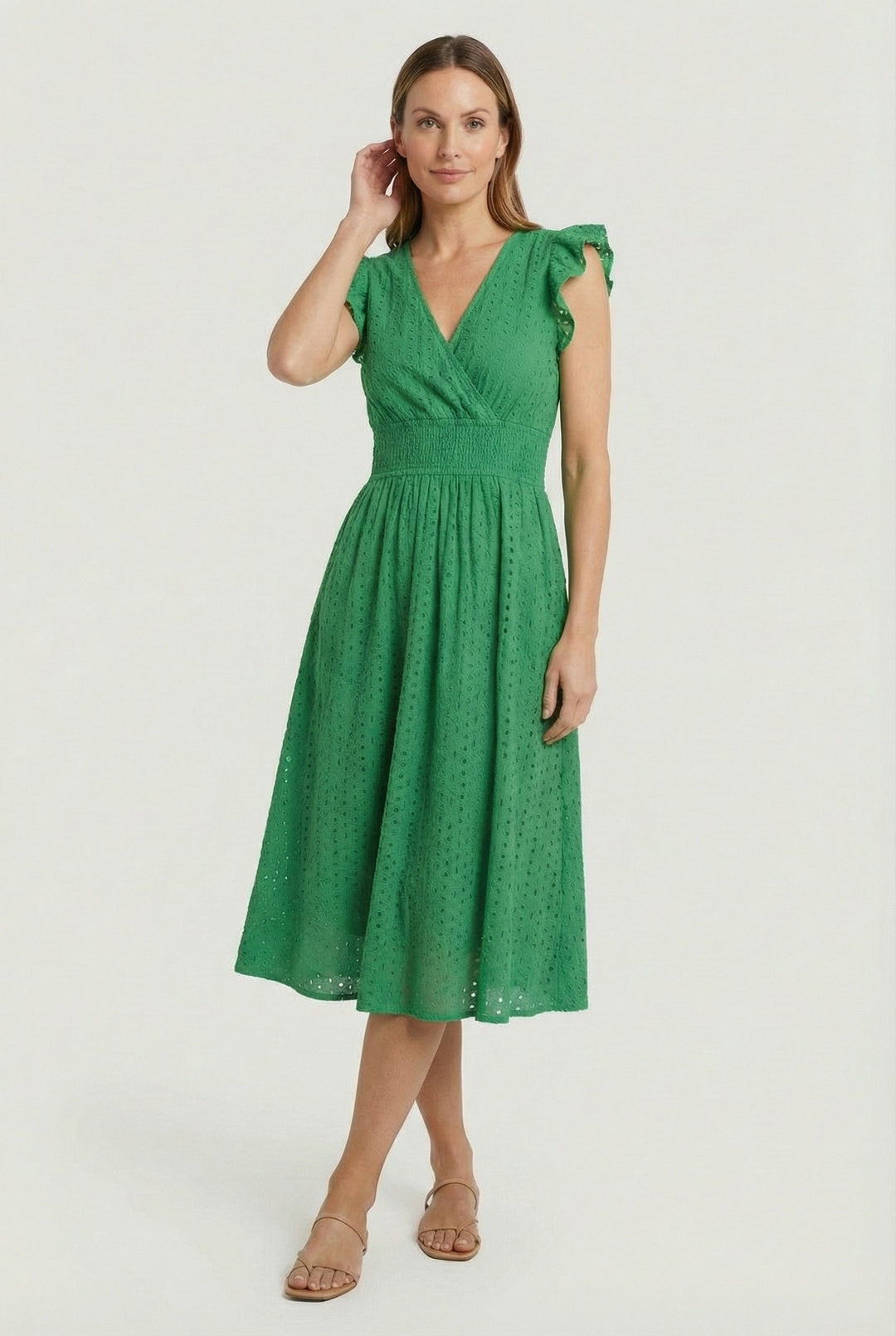 Robe trapèze pour femme | Taille froncée et manches courtes 10