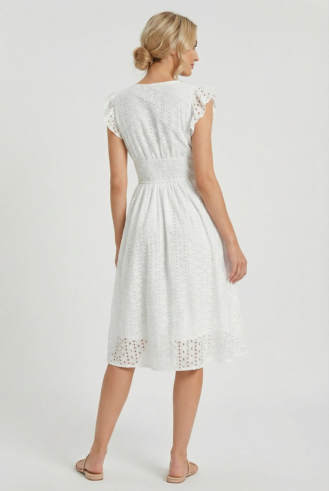 Robe trapèze pour femme | Taille froncée et manches courtes 2