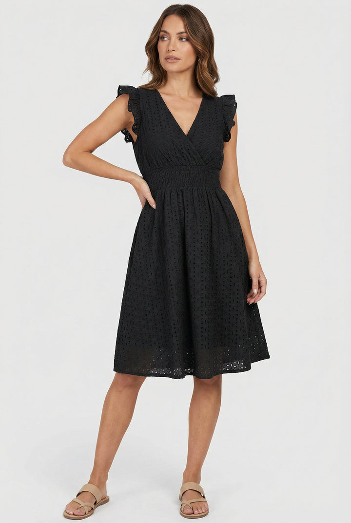 Robe trapèze pour femme | Taille froncée et manches courtes 5
