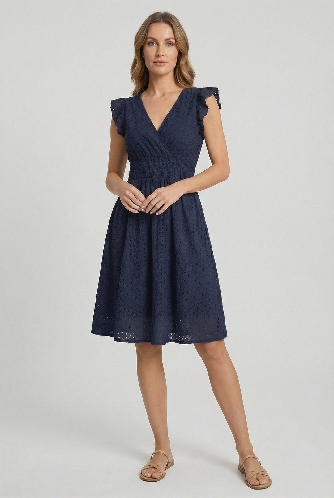 Robe trapèze pour femme | Taille froncée et manches courtes 6