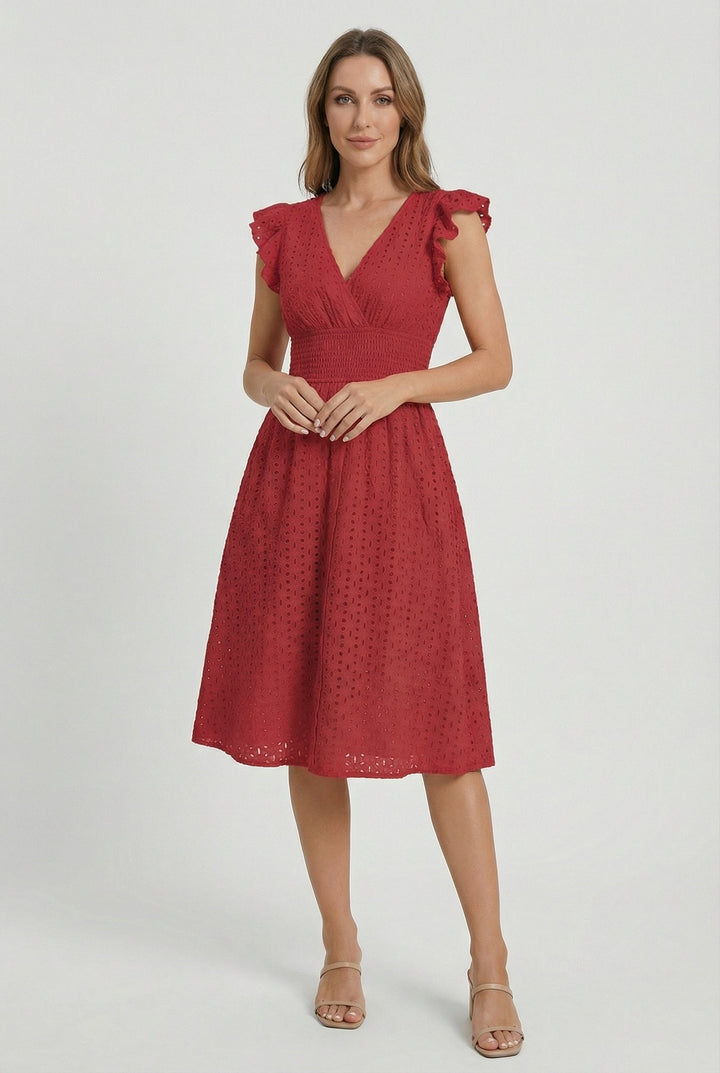 Robe trapèze pour femme | Taille froncée et manches courtes 8